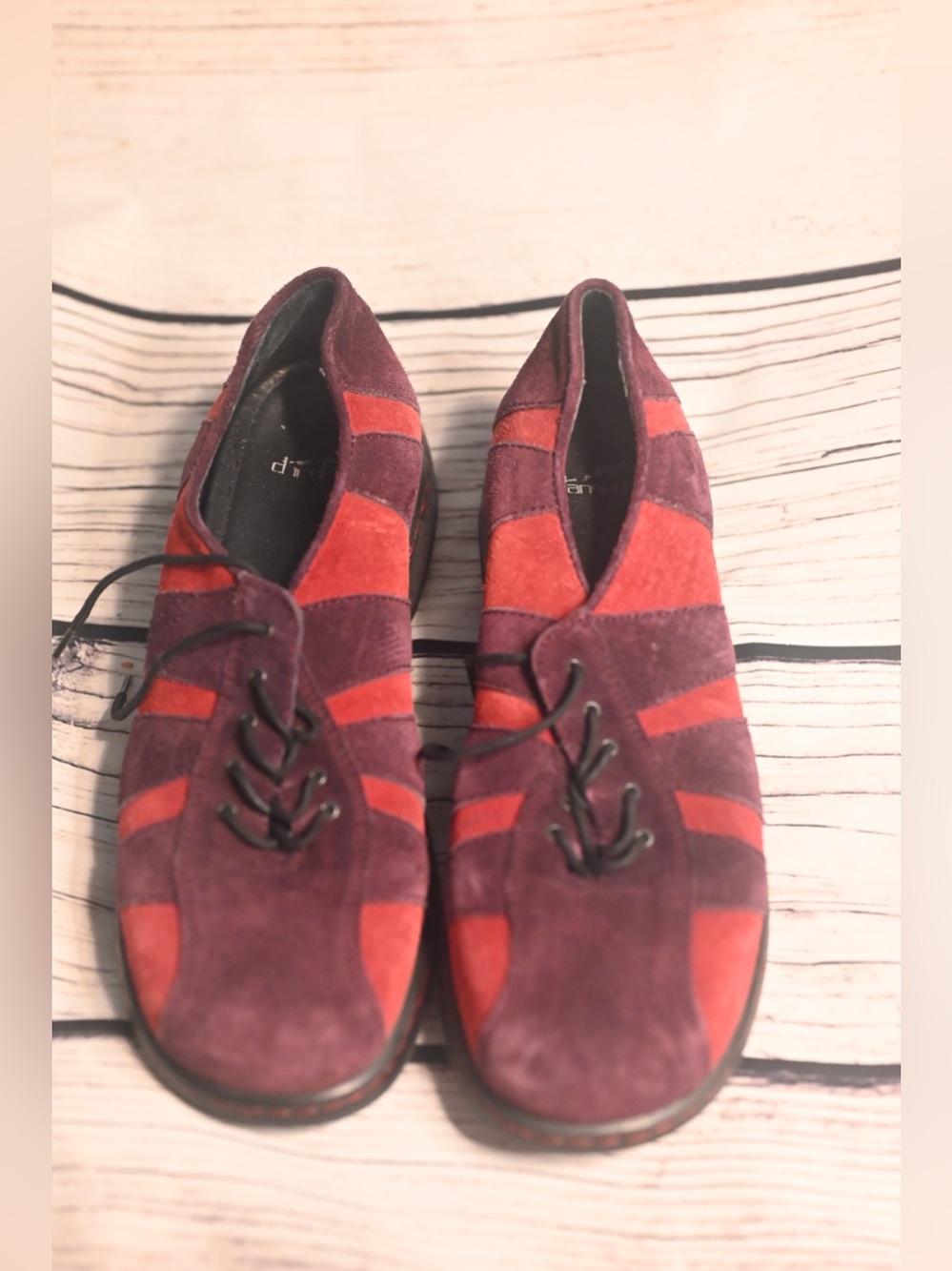 Dansko Suede Lace-Up Shoes in Burgundy and Red